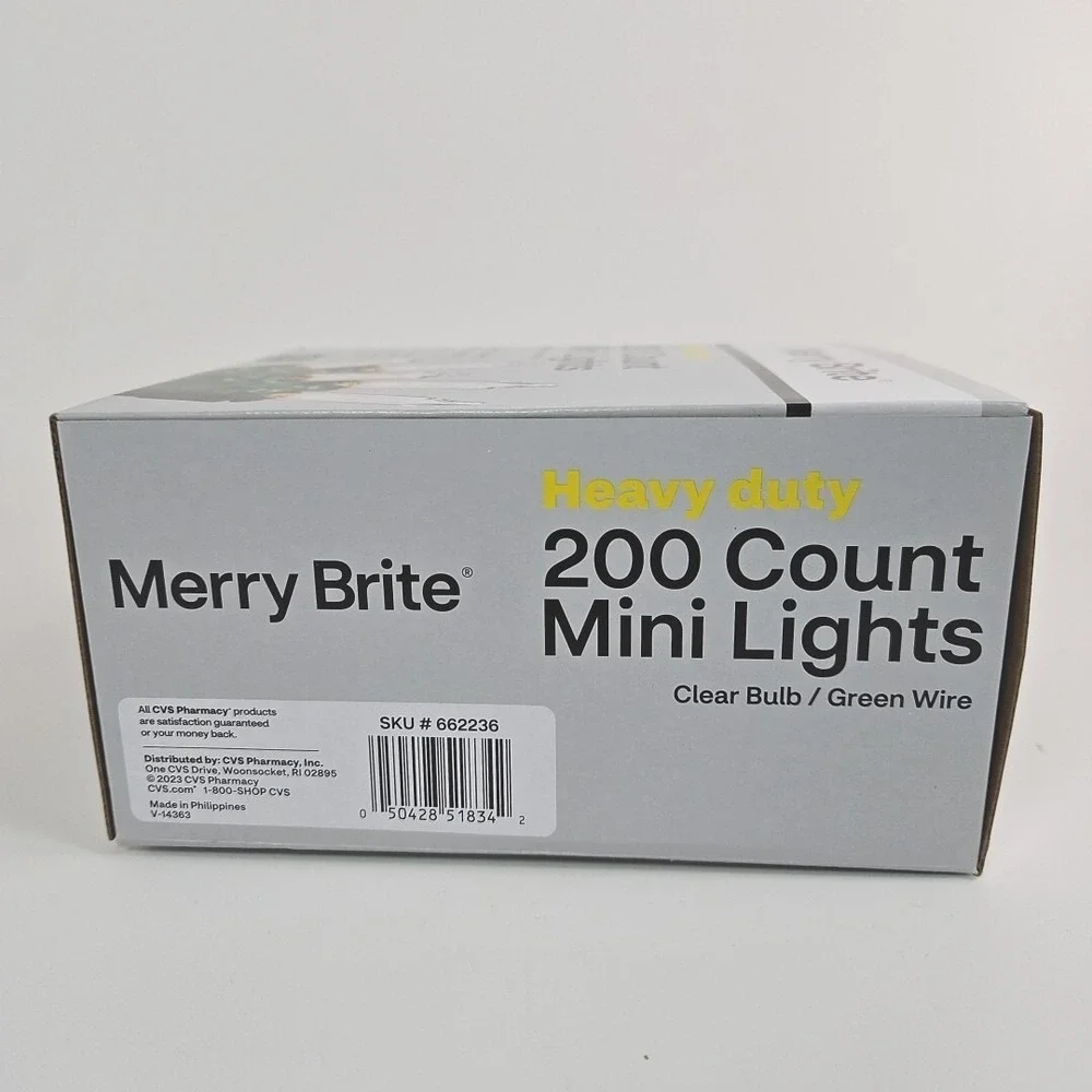 Merry Brite Heavy Duty 200 Ct Clear‎ Mini White Lights Holiday Christmas New